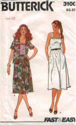 3100 BUTTERICK  OPEN SHORT SLEEVE JACKET, STRAPPY DRESS PATTERN 12 UNCUT